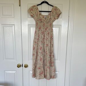 WeWoreWhat Pink and Orange Puff Sleeve Maxi Sundress